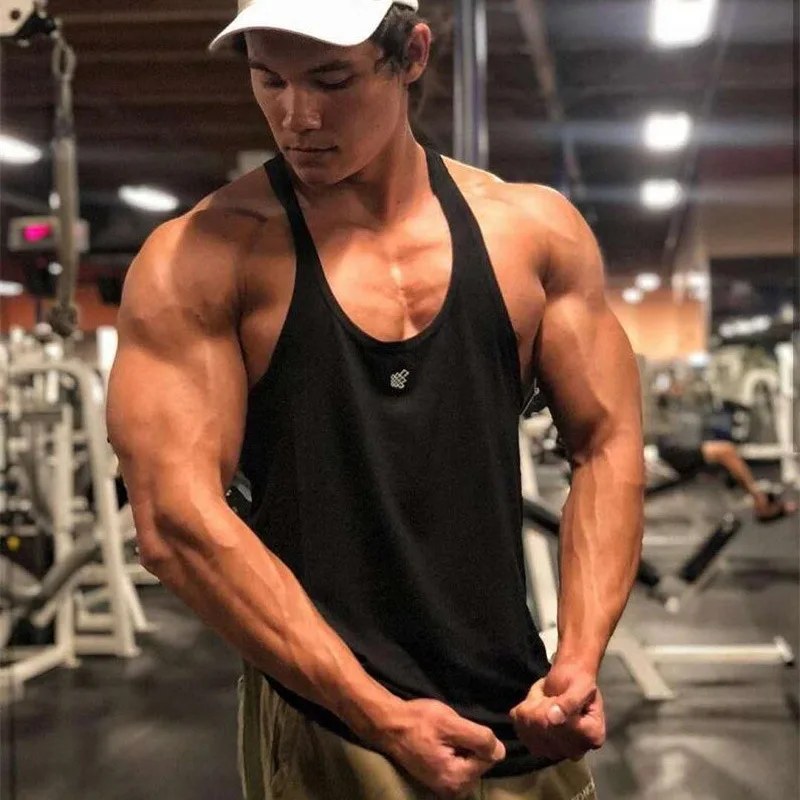 

New Summer Fitness Territory Men's Sports Vest Top Running Fitness I-shaped Vest Solid Color Lightweight Sweat Absorbing