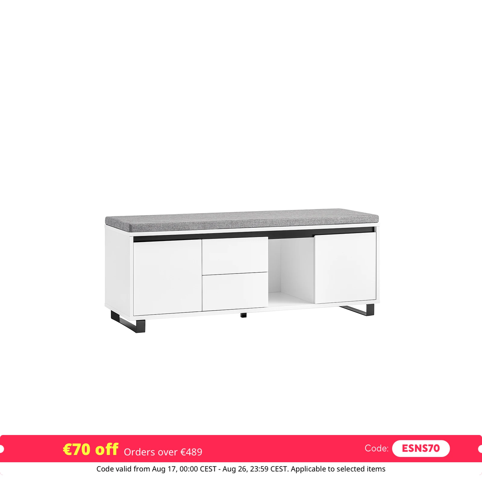 SoBuy FSR176-W Schuhbank mit Sitzfläche schuhschrank Schuhregal mit sitzbankDielenbank Schuhtruhe Sitzkommode schmal