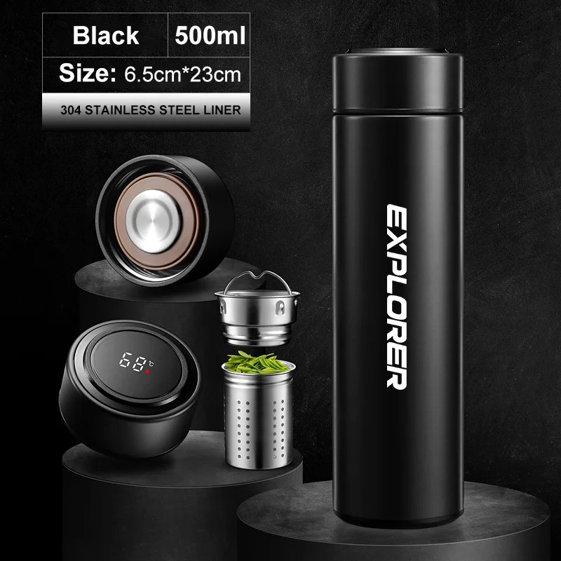 

For Ford Explorer Stainless Steel Thermos Cup 500ML Car Coffee Cup Tea Cup Customizable Text Pattern With Temperature Display