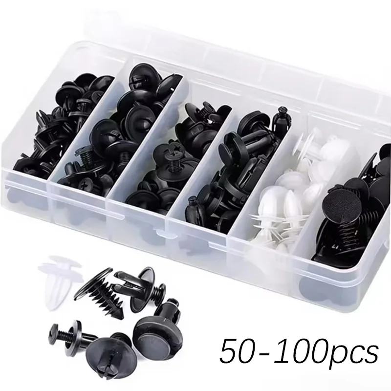 50-100pcs Auto Bumper Trim Mudguard Automotive Fastener Clip Car General Accessories Plastic Rivet Interior Door Panel Card