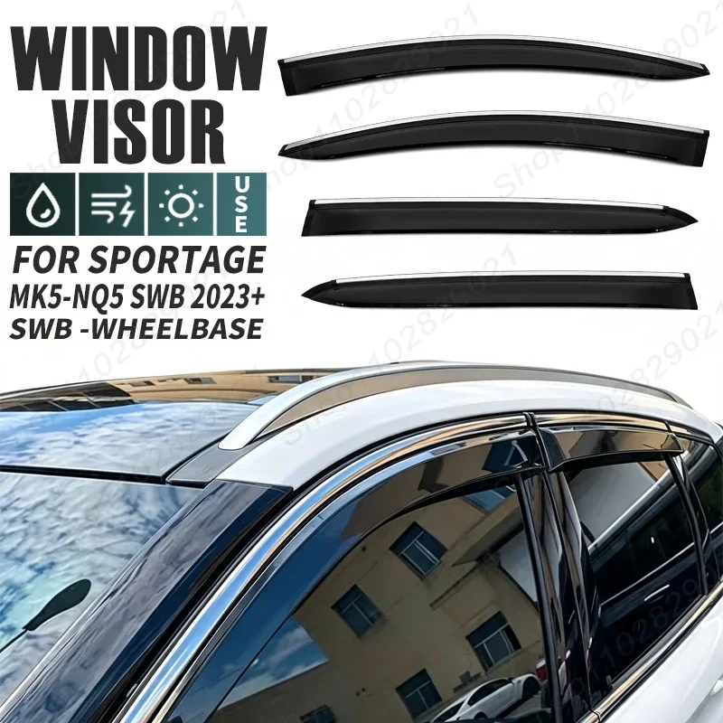 Window Visor For KIA Sportage MK5-NQ5 SWB 2023-2026 Short Wheelbase Weathershield Sun Rain Deflector Guard Car Window Deflector