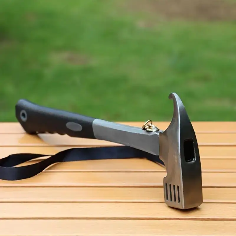 

High Carbon Steel Multi-Functional Hammer, Non-Slip, Anti-Shock, with Fiberglass Plastic Coated Handle, for Camping, Gardening