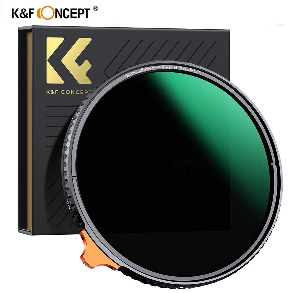 K&F Concept Variable ND8-ND128&Black Mist Diffusion 1/4 Video 2in1 Camera Lens Filter 49mm 52mm 58mm 67mm 72mm 77mm 82mm