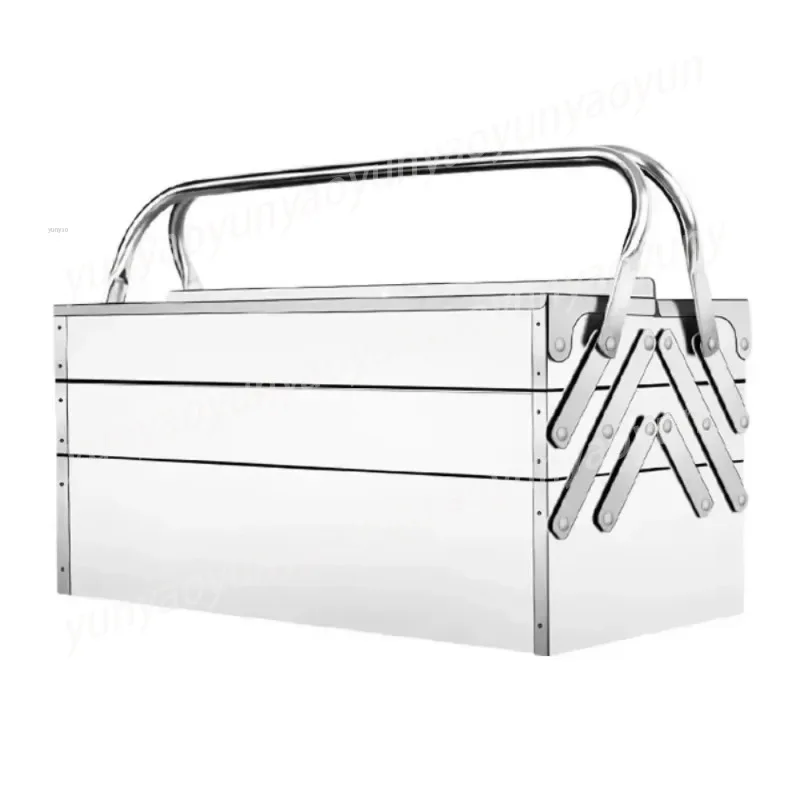 Stainless Steel Toolbox Hardware Extra Large Three-layer Folding Empty Storage Case Home Auto Repair Multifunctional Tools Box