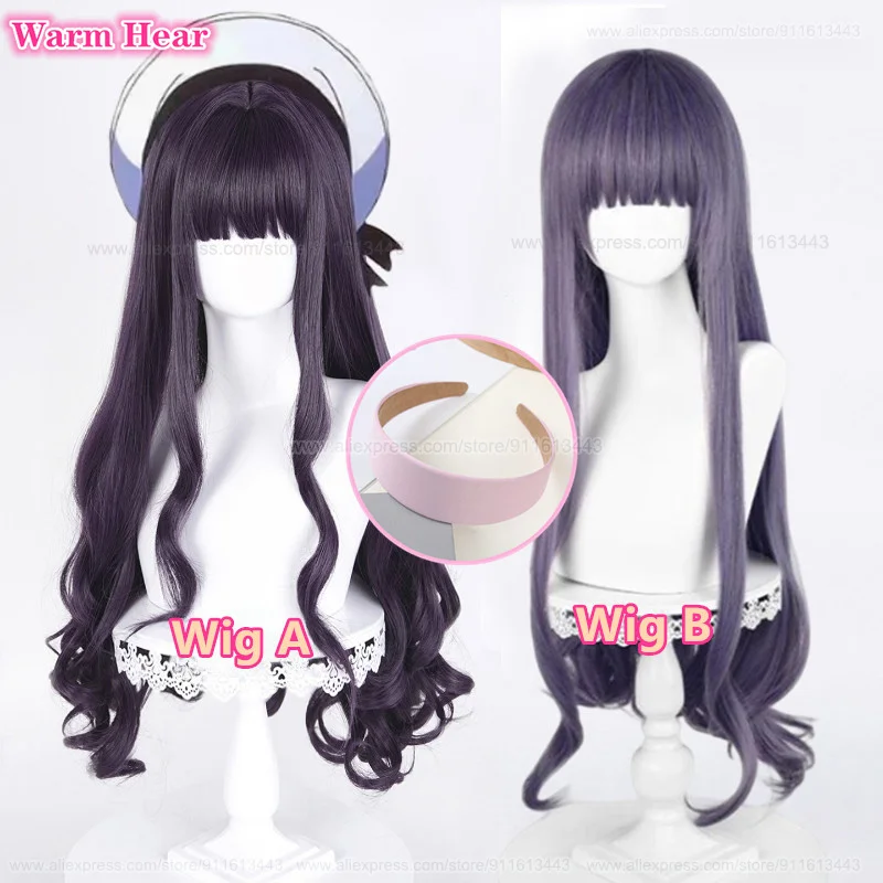 

2 стиля Daidouji Tomoyo парики аниме длинные 80 см фиолетовые серые вьющиеся волосы косплей парики термостойкие синтетические волосы парики для Хэллоуина