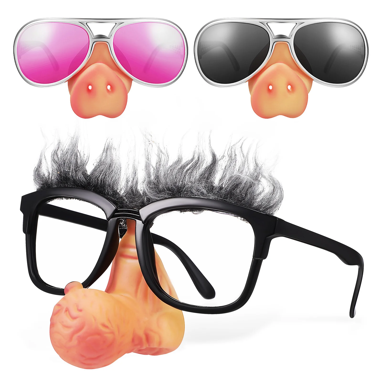 3 Pcs Creative Glasses Photo Props Novelty Mask Cosplay Kids Party Eyeglasses Ac Lenses Frames Decor Child Masquerade