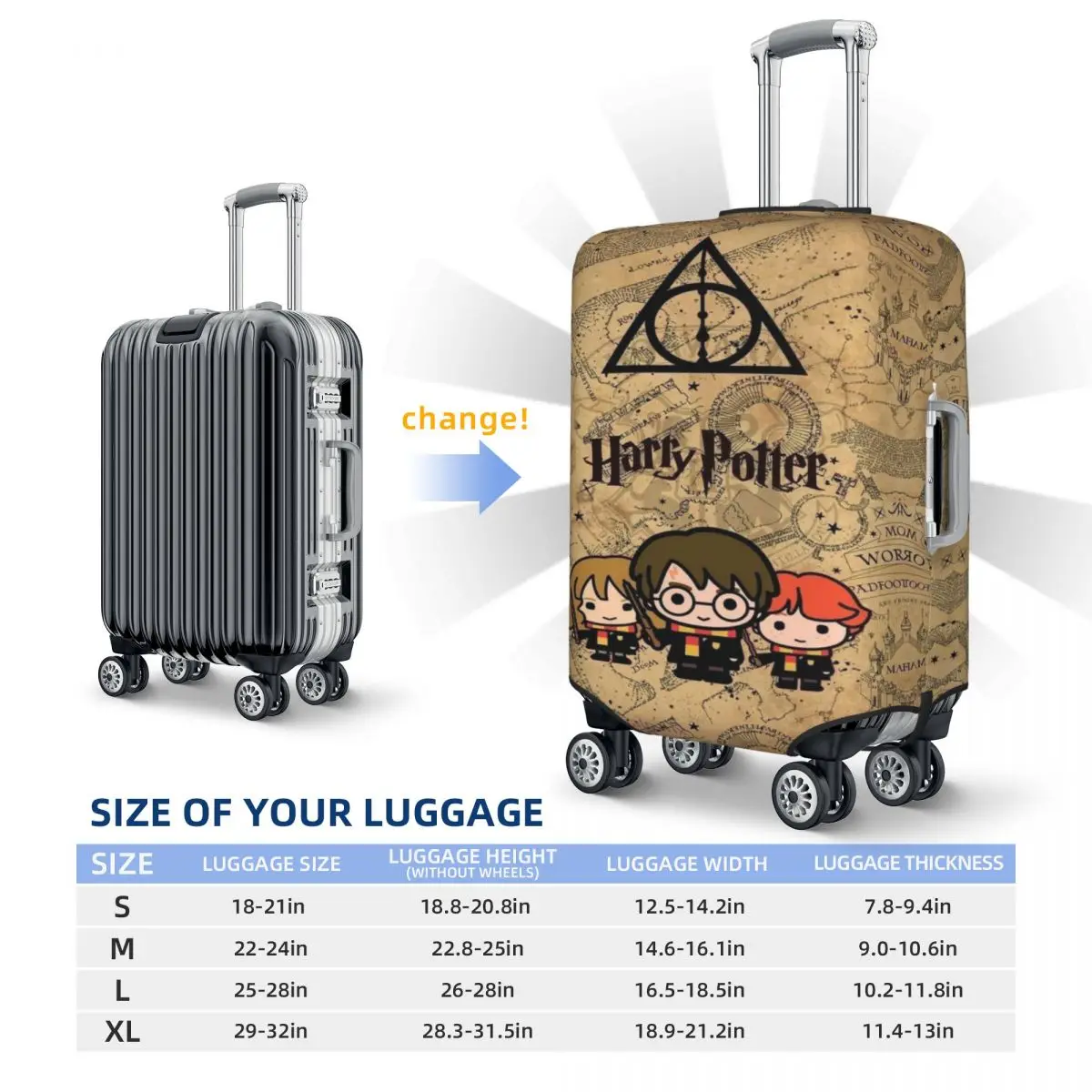 Custom H-Harrys Movie Suitcase Cover Washable Luggage Covers Protector for 18-32 inch