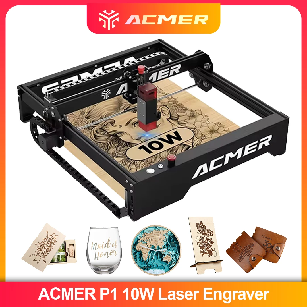 

ACMER P1 10 Вт лазерный гравер с гироскопом WIFI 400x410 мм гравировальный станок для резки для дерева, кожи, лакированного металла