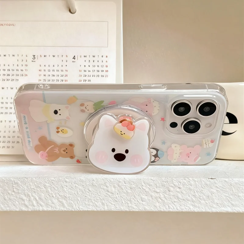 Cute Cartoon Shake Puppy for Magsafe Griptok Phone Holder Finger Ring Stand Support for IPhone 17 16 15 Girl Bracket - view 4