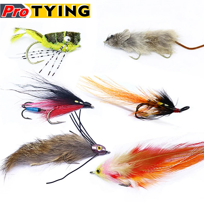 New 1pcs/2pcs pack realistic bass&pike salmon fly fishing flies rat/frog/baitfish pattern 2#1/0 freshwater streamer big fly lure