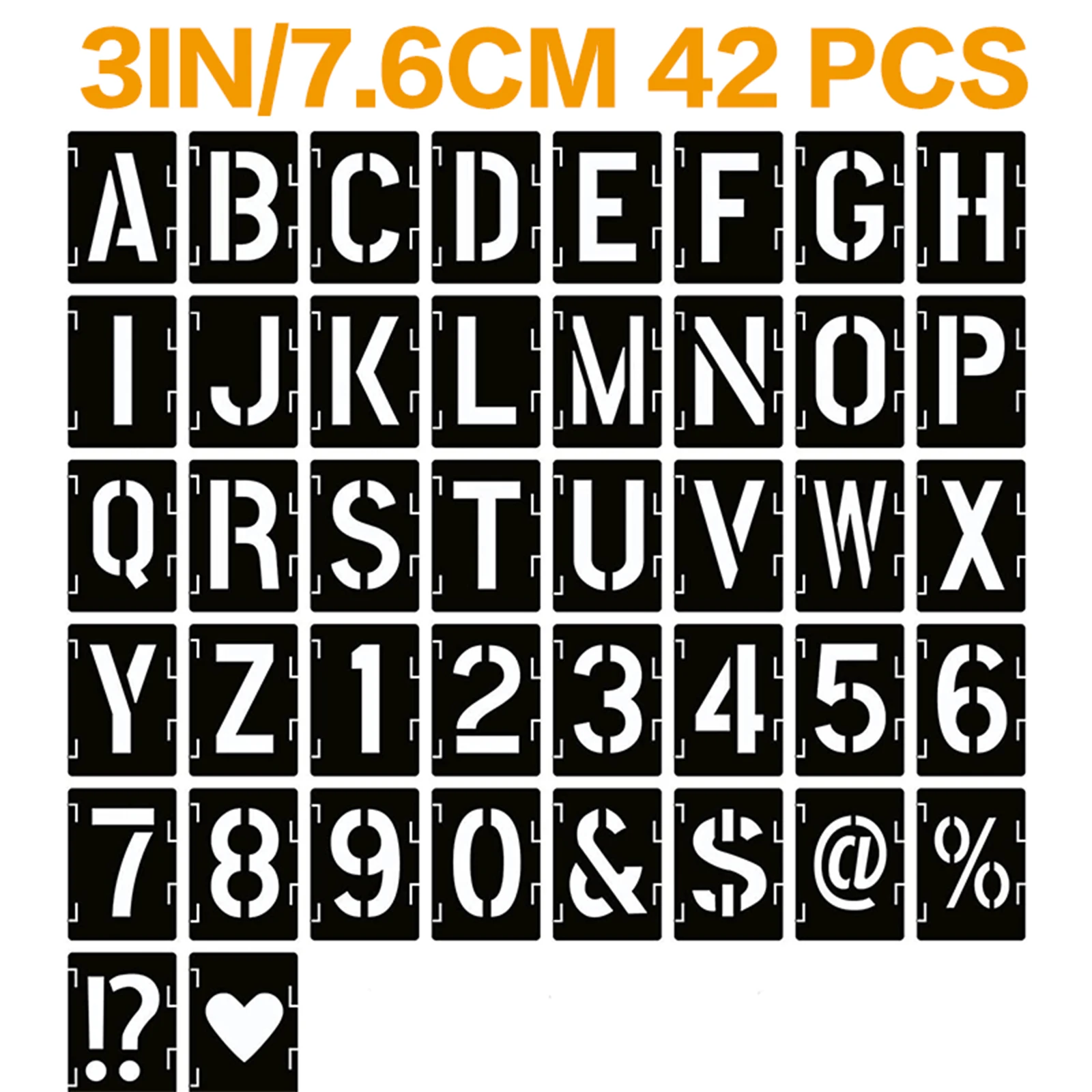 

42 PCS Letter Stencils 3 Inch, Interlocking Craft Stencils Kit, Reusable Plastic Alphabet Templates