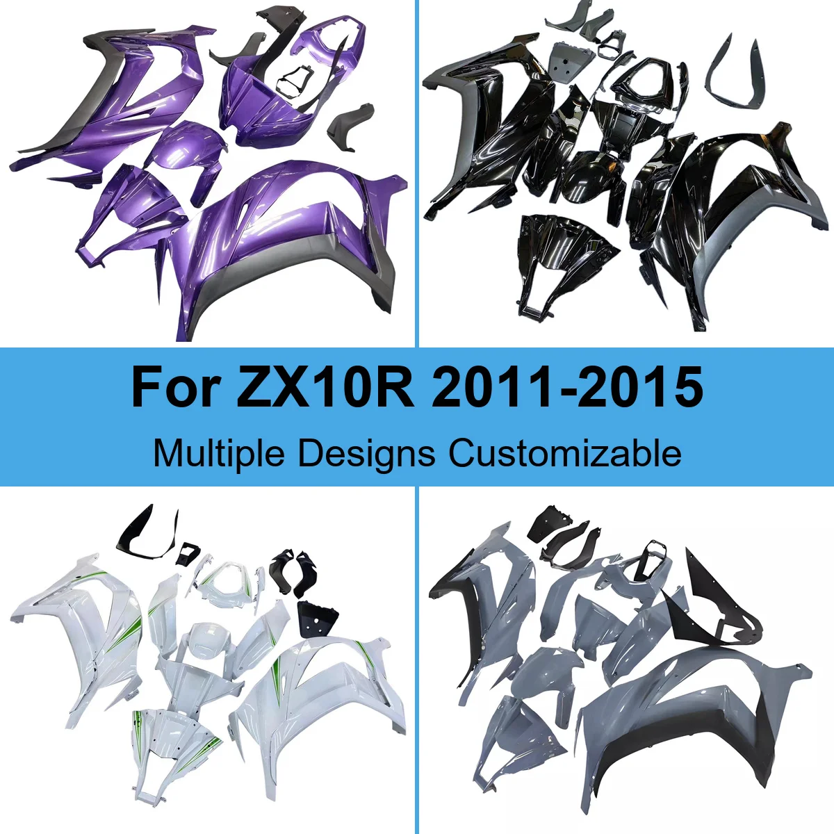 Replacement Fairing Kit Fit for Kawasaki ZX10R 2011-2015 ZXT00J Injection Molded ABS Plastic Body Panels Cover Set Spares
