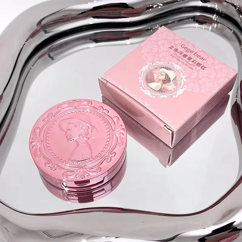 لوحة أحمر الخدود المنقوشة باللون البرتقالي الوردي الناعم للفتيات بودرة أحمر الخدود الطبيعية لمكياج الوجه غير اللامع لوحة ظلال كونتور باللون الخوخي #5