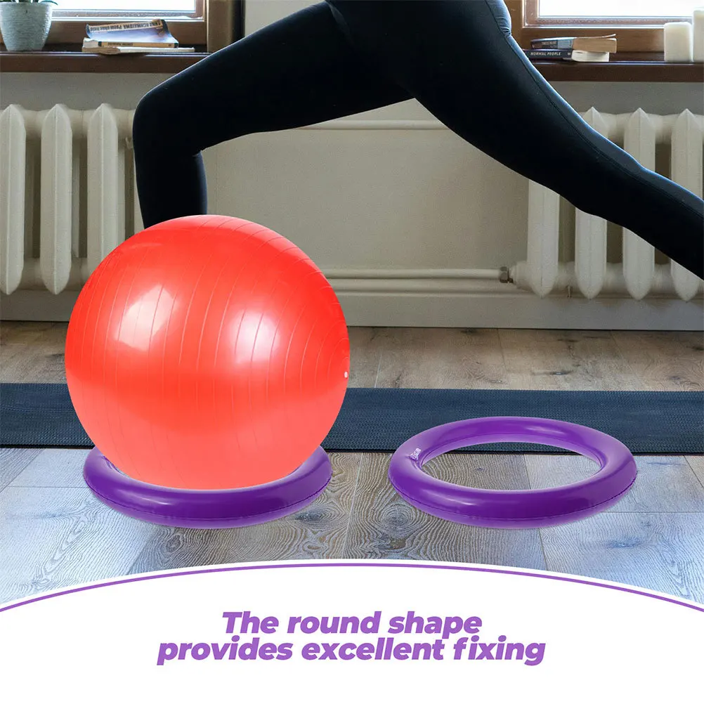 2 قطعة قاعدة اليوغا مستديرة نفخ المضادة للانزلاق حامل اللياقة البدنية لصالة الألعاب الرياضية مكتب دائم كرة التمرين حامل داعم كرة يوجا الدائري #5