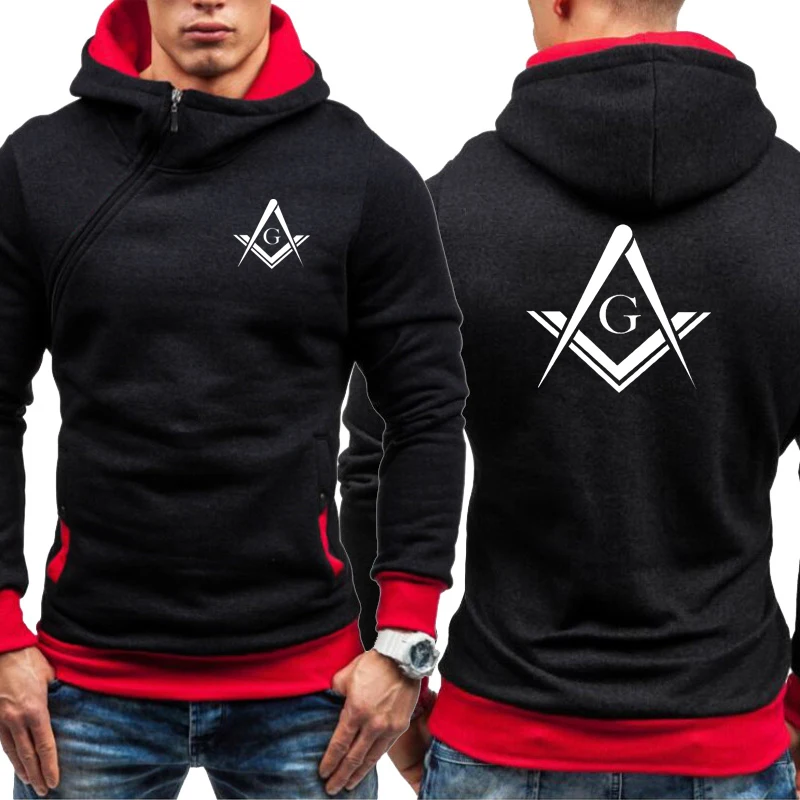 

High Quality Men's Hoodie Mason Freemasonry Print Hooded Jacket Fleece Sweatshirt Pullover Outwear Casual Male Streetwear