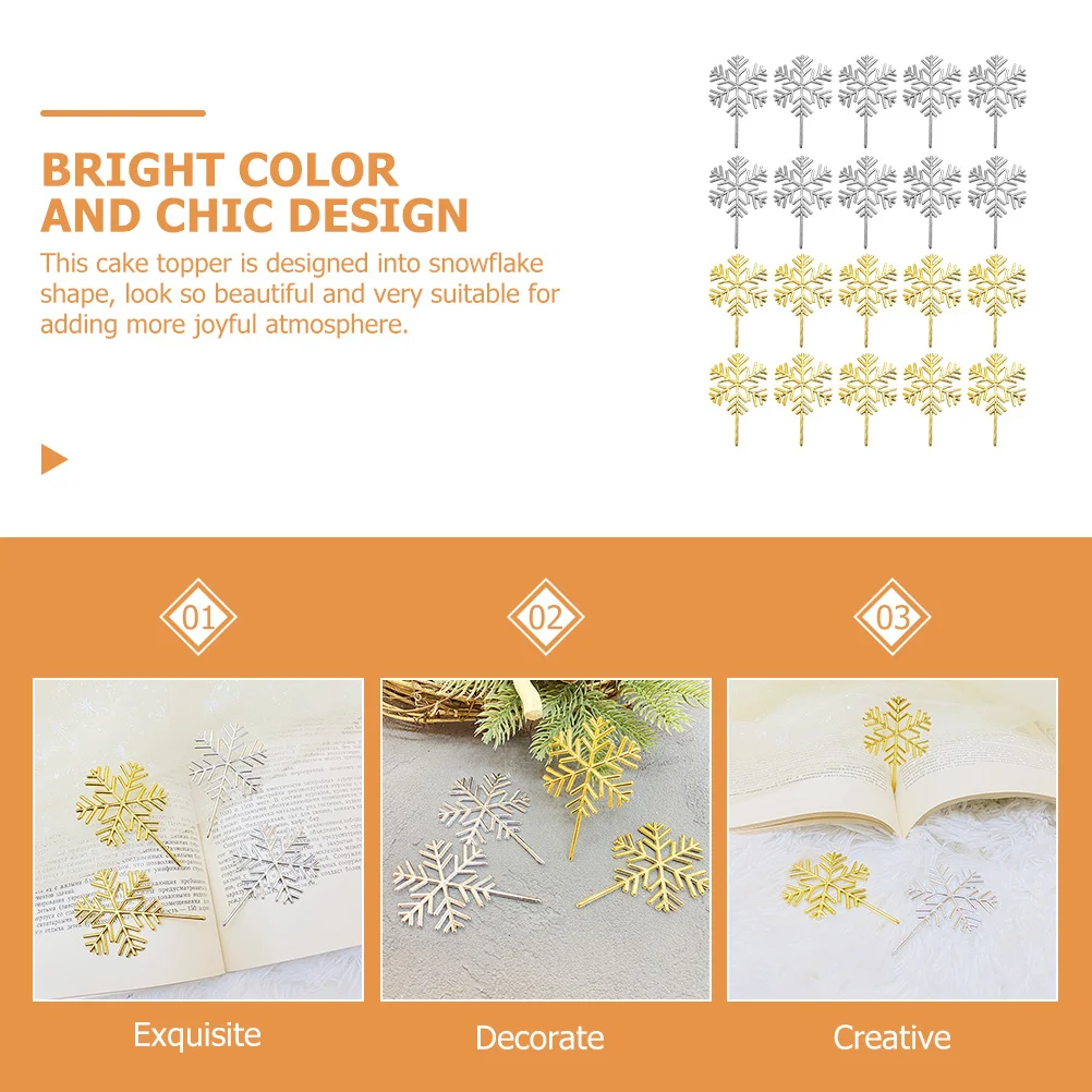 

40Pcs Snowflake Cake Picks Christmas Cupcake Decorations Holiday Party Supplies Festive Cake Topper for Desserts Eye-Catching