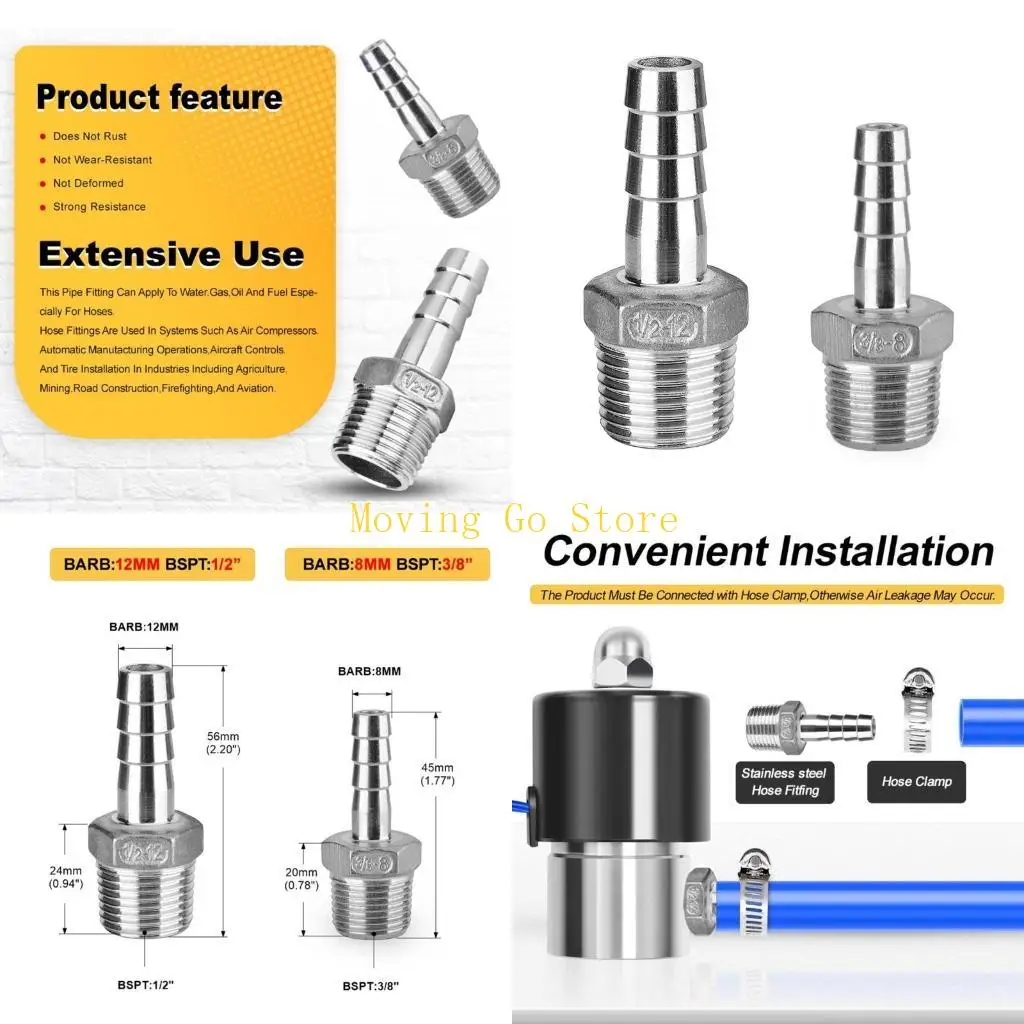 

B5XD Fipe Fitting 8 мм 12 мм шланговой хвост 3/8 Мужественный соединительный соединитель для соединительного соединения.