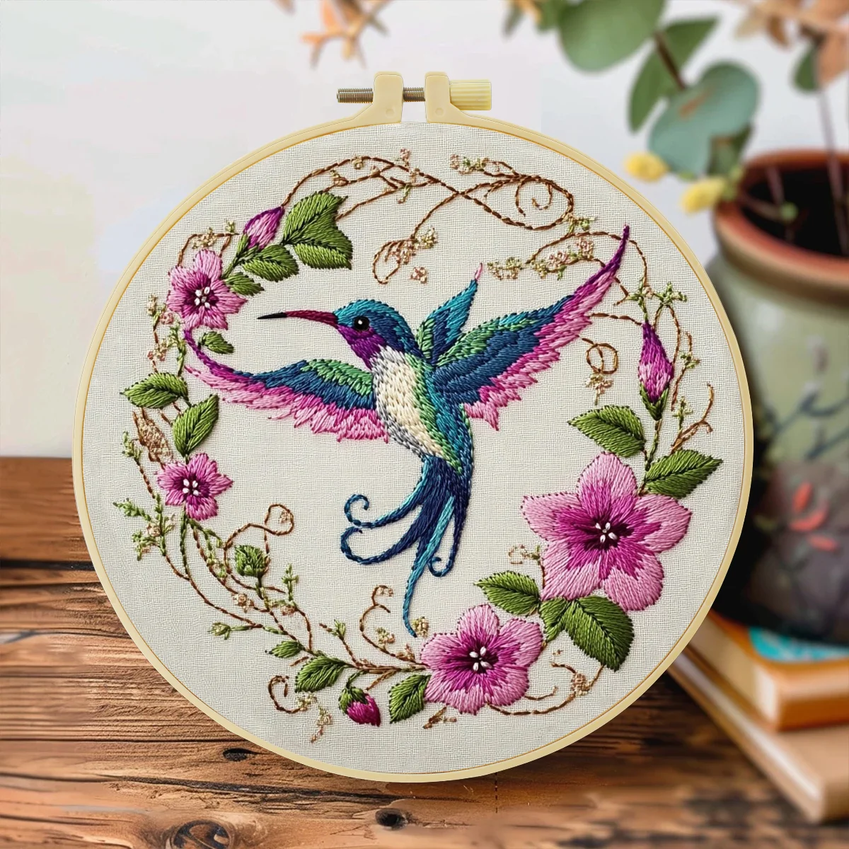 1 Stück 20X20CM/7,87 Zoll Schönes Vogel-Stickerei-Starter-Kit DIY-Set Heimdekoration Nähkunst-Set für Anfänger – Detail 2