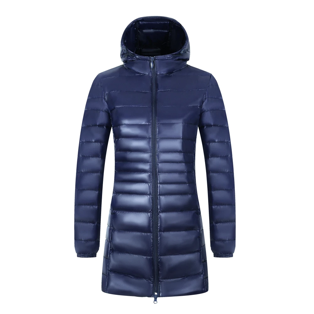 Ladies Long Warm Down Coat with Portable Storage Bag Women Light Down Jacket Women\'s Overcoats Hip-Length  High Street