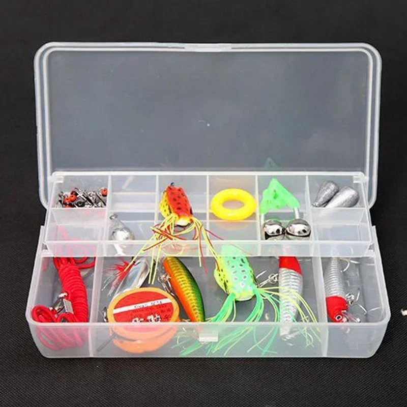 1pc caixa de armazenamento de artes de pesca de dupla camada organizador de ferramentas manuais fornecimento de pesca ao ar livre recipiente de plástico pequenas peças caso de armazenamento