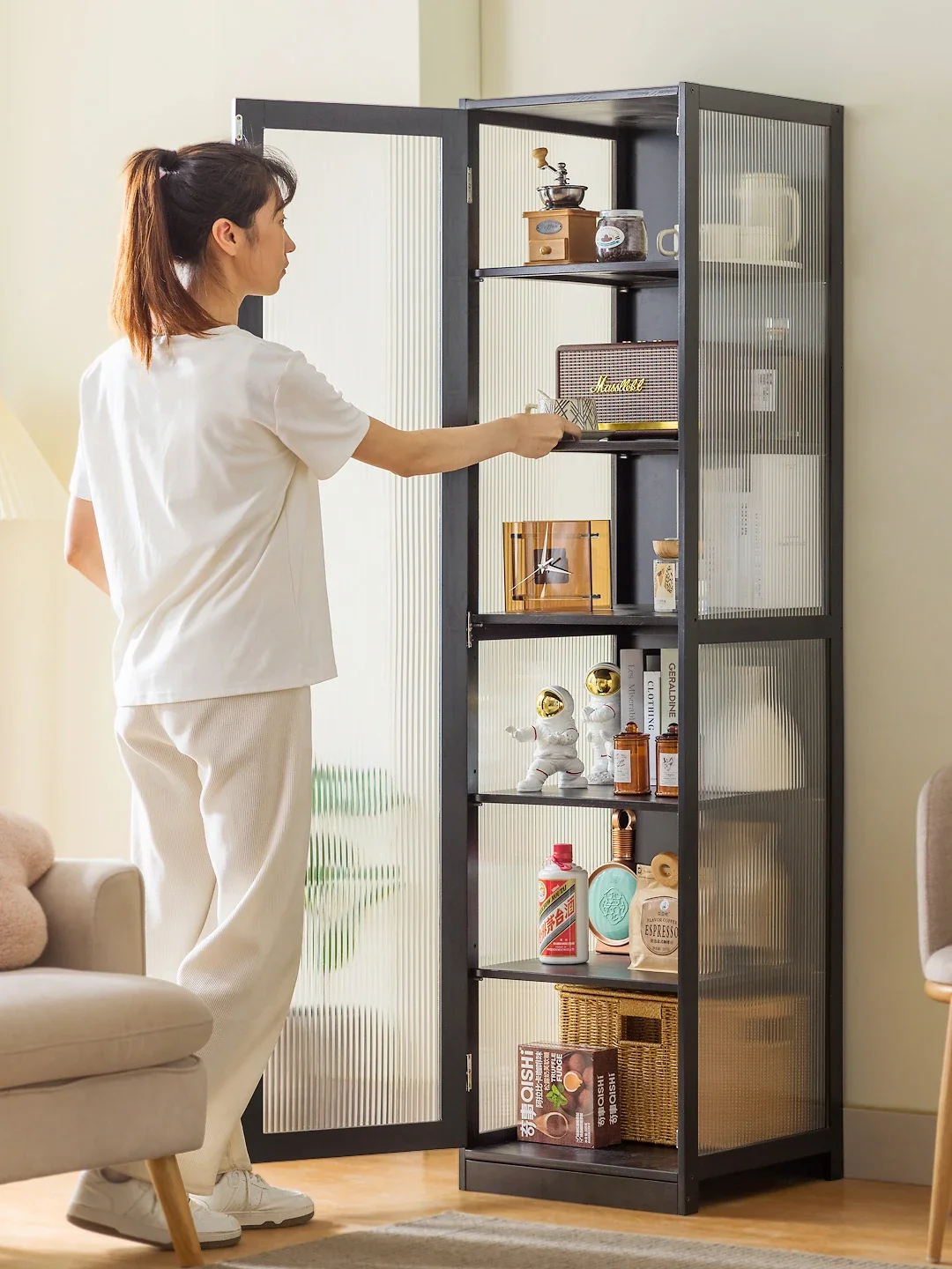 Wine cabinet display cabinet modern simple dining side cabinet Internet celebrity small wine rack European style wall living