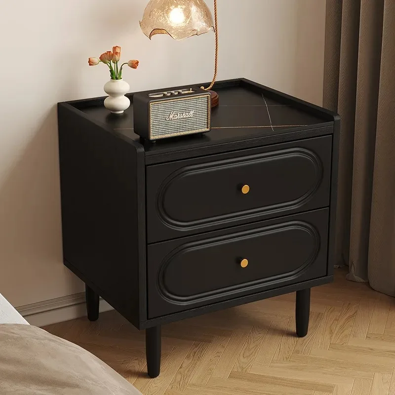 

Прикроватная тумбочка в стиле ретро из цельного дерева, небольшой средневековый черный прикроватный шкафчик для спальни, бытовой прикроватный комод
