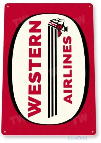 Оловянный знак авиакомпании WESTERN AIRLINES 11X8, самолет в стиле ретро LAX JFK OHARE