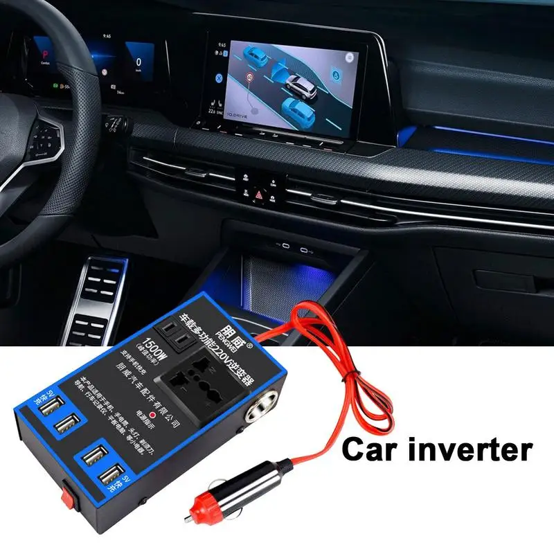 Inversor de corriente para coche, Adaptador convertidor de cargador de 1500W, 12V, 24V a 220V, para teléfono móvil, carga USB, para camión y casa