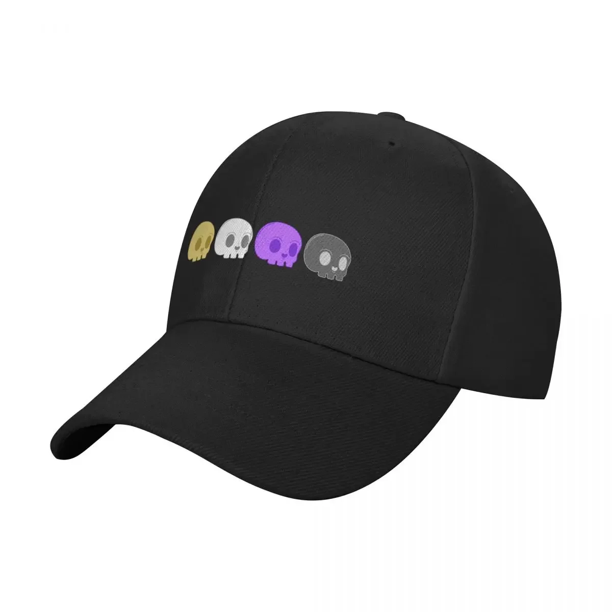 

Subtle Nonbinary Pride Flag, Discreet Enby Pride, Creepy Cute Pastel Goth Skull, LGBTQ Baseball Cap