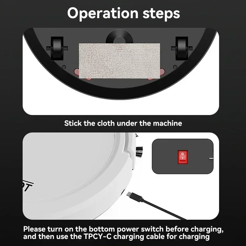 3 in 1 Smart Sweeper Kitchen Household Cleaning Robot USB Rechargeable Wireless Vacuum Cleaner Automatic Sweeping Robot