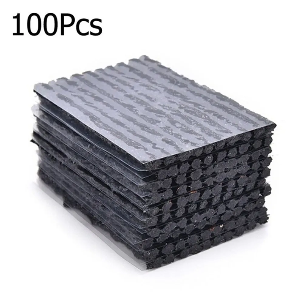 

100Pcs Car Tubeless Tire Repair Seal Strip Black 100x3.5mm Flexible Puncture Tape Automotive Wheel Tire Seal Strip Repair Tool