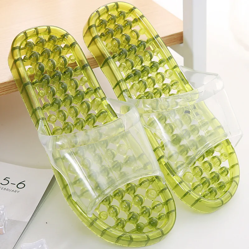 

Unisex Couple Summer Breathable Massage Slippers Hollow Quick-Dry Bath Shower Lightweight Non-Slip Plastic Indoor Sandals