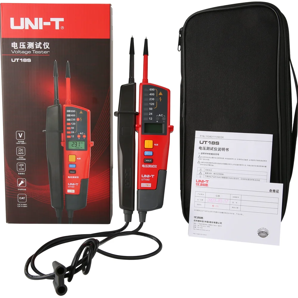 Imagem -06 - Uni-t Ut18s Testador de Tensão Sonda Volt Indicador Medidor Trifásico Sequência Continuidade Detector de Tensão Multímetro Digital