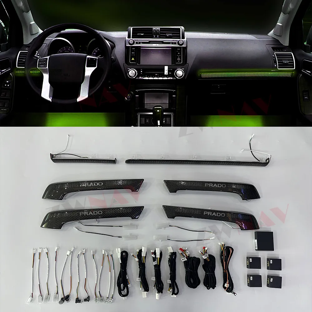 

For Toyota Prado 2016-2021 Car LED Atmosphere Lights Ambient Light Colors Changeable Contour Lamps Dashboard Interior Decoration