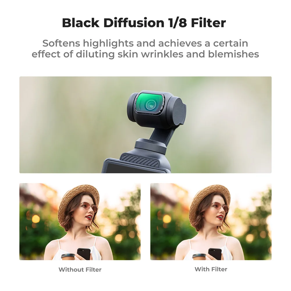 K&F Concept Magnetic Black Mist 1/8 Filter Black Diffusion Creative Mist Cinematic Effect Filters for DJI Osmo Pocket 3