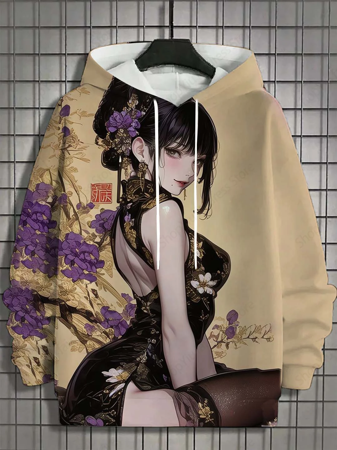 일본 애니메이션 뷰티 3D 프린트 그래픽 후드, 남성 패션 오버사이즈 후드, 소년 코트, 여성 땀 운동복