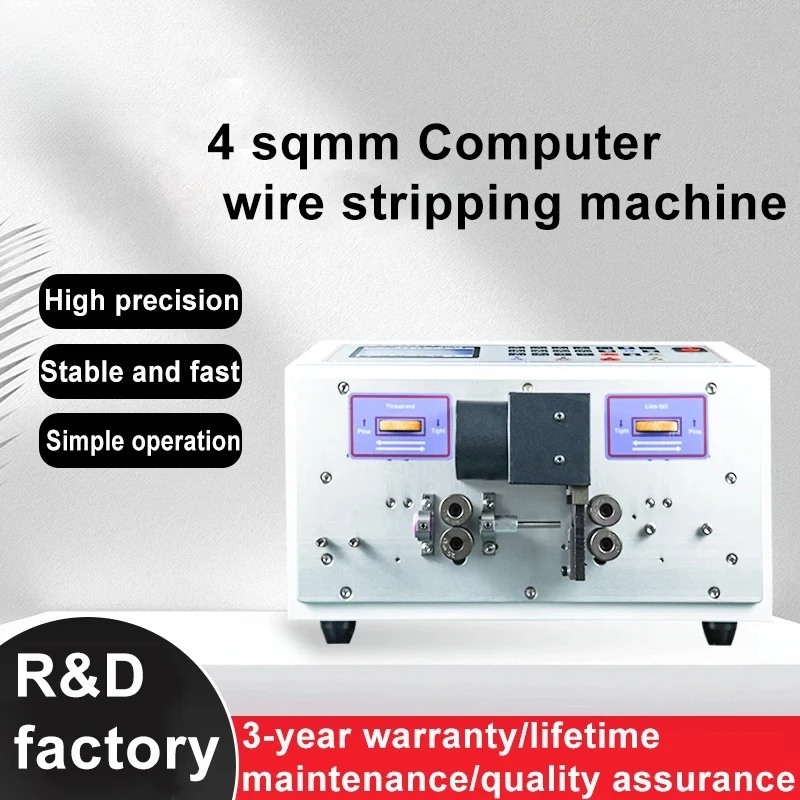 

Computer Wire Cutting Stripping Peeling Machine AWG 0.1-6mmAutomatic Wire Cutter Stripper 1-9999 mm Cutting Length SWT-508C