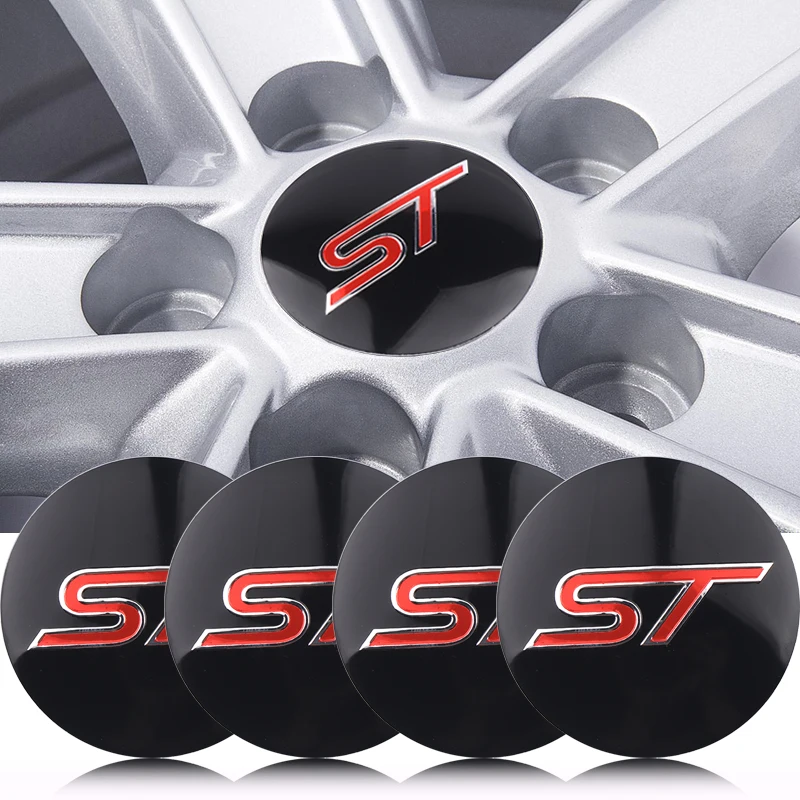 4pc 56MM Car Wheel Center Hub Caps sticker Tire Rim Covers stickers Auto Accessories For Ford ST Fiesta Shelby Edge Kuga Mustang