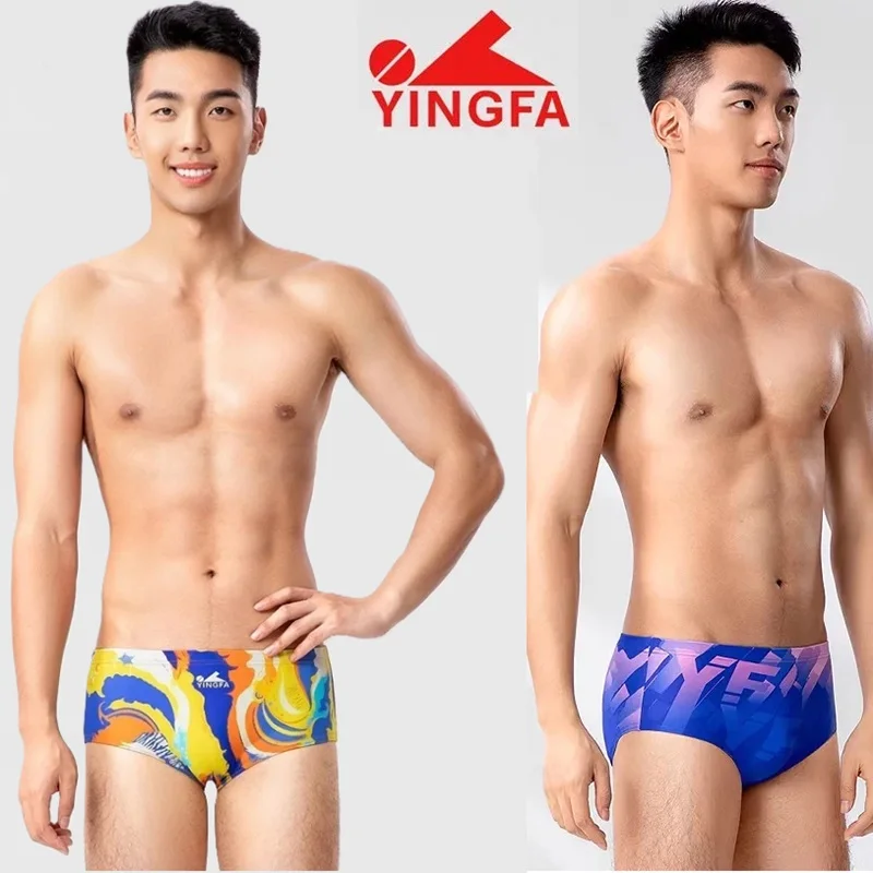 YINGFA Men's Swim Briefs Chlorine Resistant Wide Side Professional Swim Short For Training And Competition