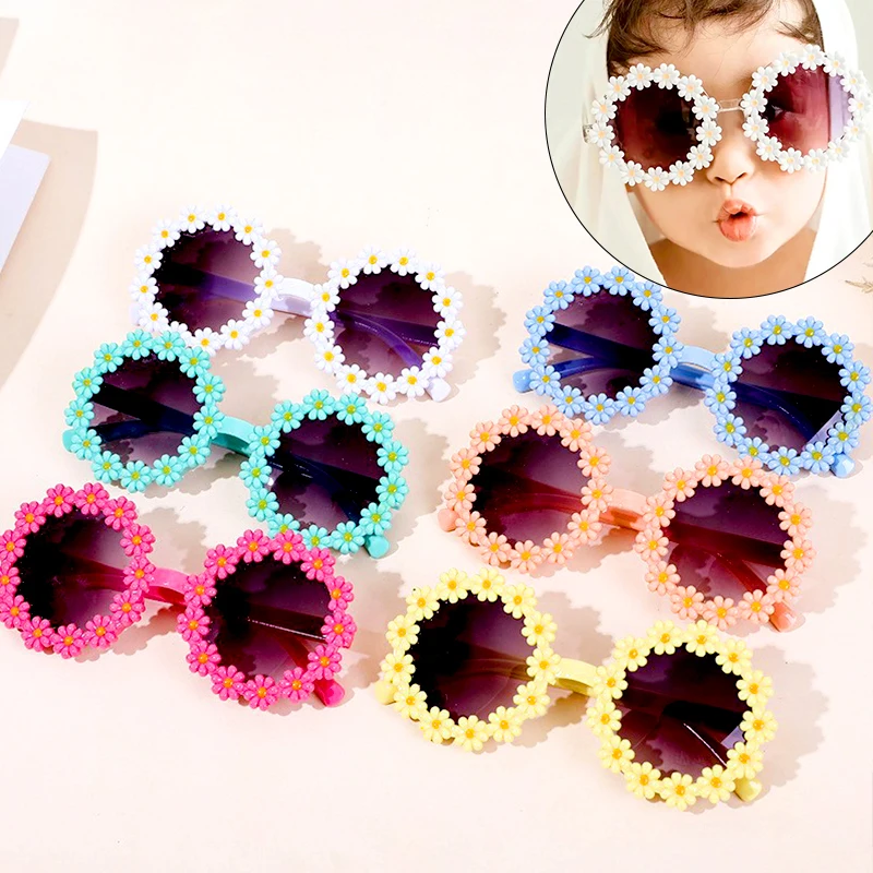 Girl Sunflower Round Flower Cute Ladies Fashion Sun Shade Glasses Children's Daisy Sunglasses Child Matching Sunglasses