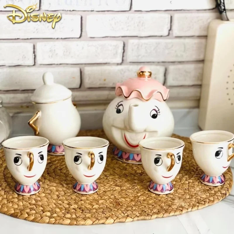 Disney Teapot Cute Cartoon Beauty And The Beast Coffee Pots Mug Mrs Potts Chip Cup Tea Pots Cup One Tea Sets Droshipping Gift