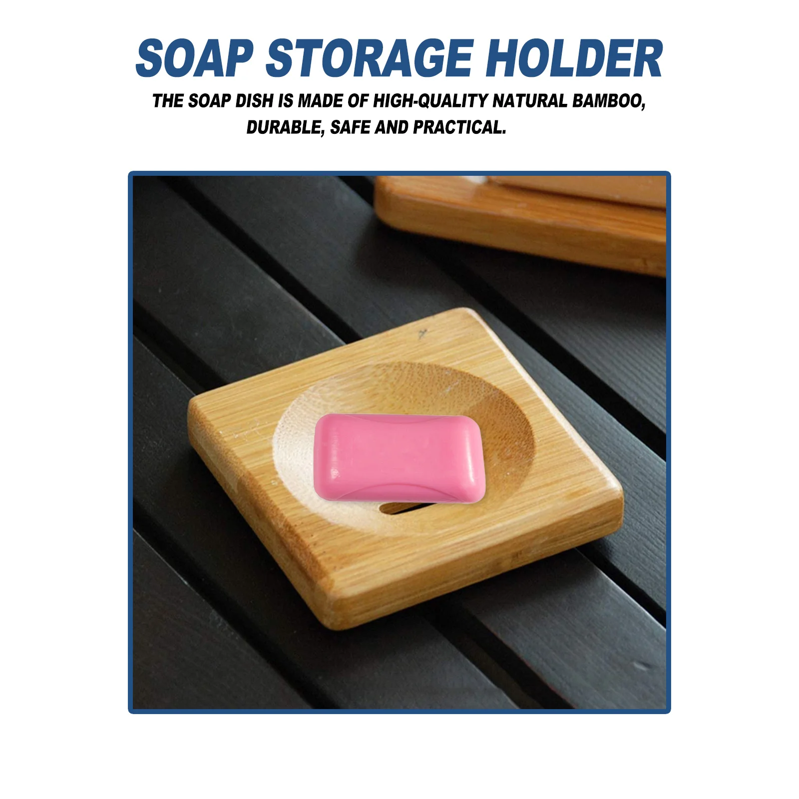 

4Pcs Bamboo Soap Box Round and Square Shapes Fast Drying Hollow Profile Soap Container Drainer for Razor Sponge