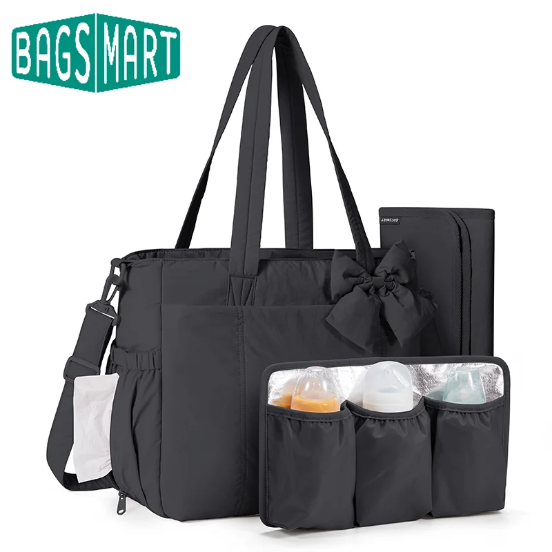 BAGSMART Baby Diaper Multifunctional Diaper Handbag with Changing Large Capacity Mommy Bag Stroller Organizer Maternity Totes