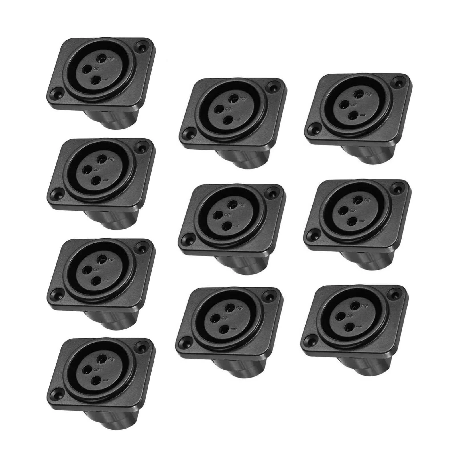 10Pcs 3-Pin XLR Female Jack Panel Mount Microphone Connector Adapter Converter