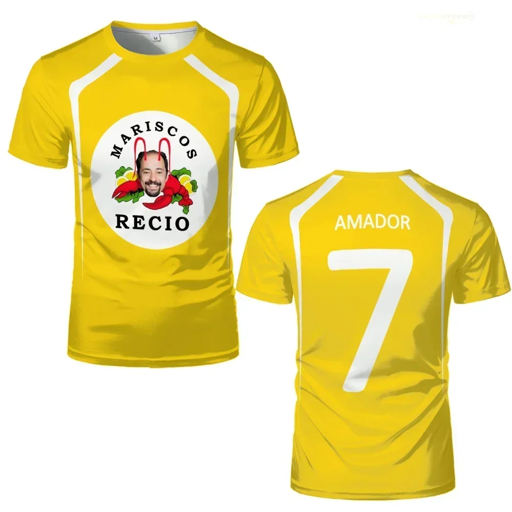تي شيرت رجالي رياضي يسمح بالتهوية سريع الجفاف ماريسكوس ريسيو جيرسي هدية صيفية مضحكة للمأكولات البحرية الروبيان طباعة قميص كرة القدم #4