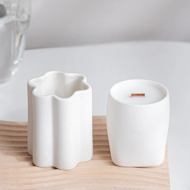 Flower Ceramic Candle Cup Vintage Style DIY Aromatherapy Candle Container Empty Cup