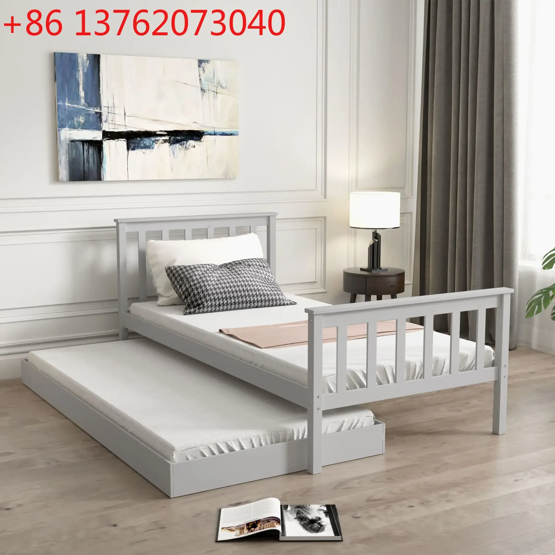 Small Wooden Bedroom Furniture Wooden Single Double Bed Single Adult Pine Modern Furniture Storable