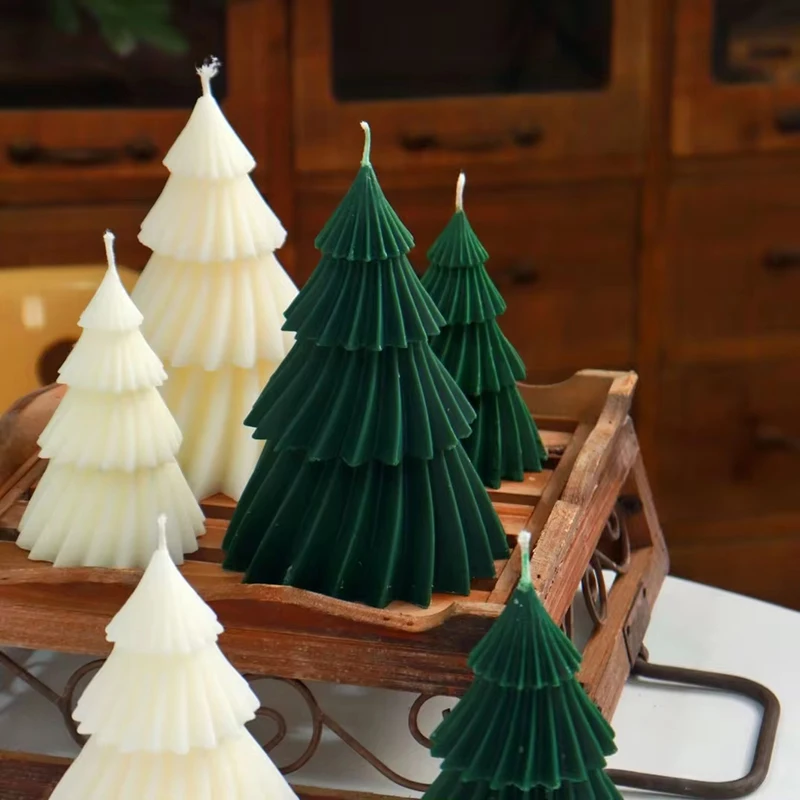 Scented Candles 3D Mold Christmas Tree Silicone Candle Geometric Pine Silicone Candle DIY Aromath Candle Soap Making Tools Craft