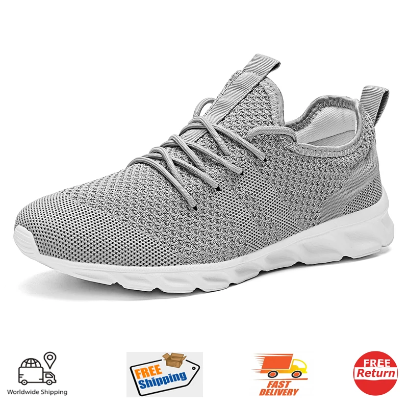 Fujeak Men's Running Shoes Non-slip Knitting Mesh Breathable Shoes Men Sneakers Male Casual Jogging Men Sport Shoes Zapatos