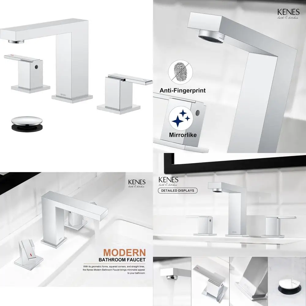 

2-Handle 8-Inch Widespread Bathroom Sink Faucet with 3-Hole Vanity Set, Pop-Up Drain & Supply Lines